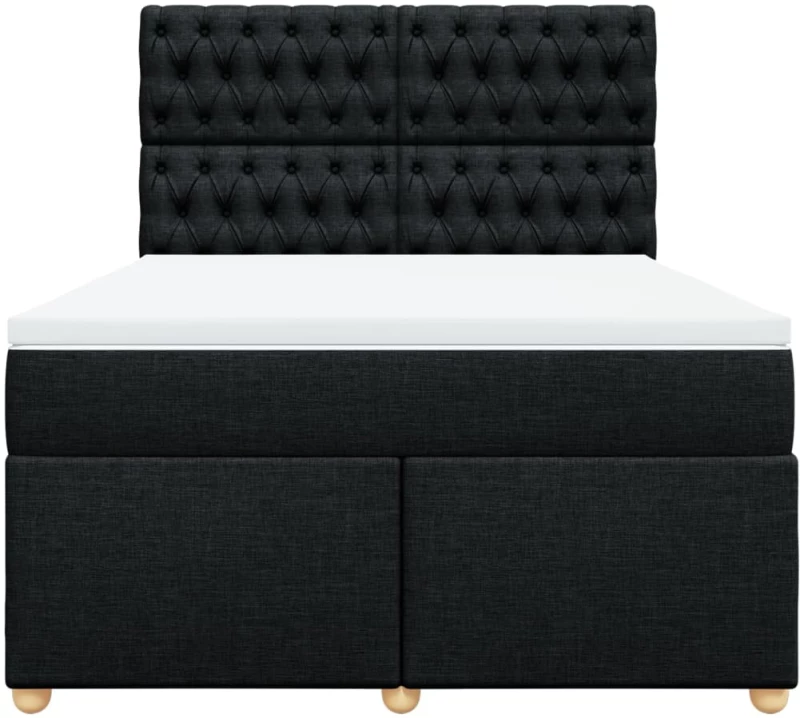 vidaXL Κρεβάτι Boxspring με Στρώμα Μαύρο 140x200 εκ. Υφασμάτινο