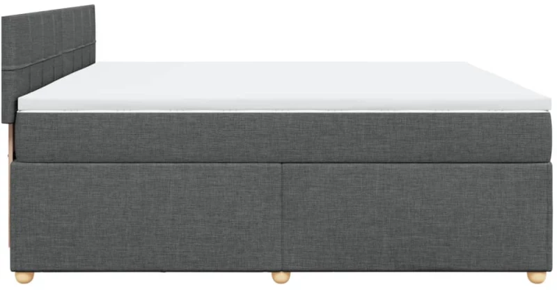 vidaXL Κρεβάτι Boxspring με Στρώμα Σκούρο Γκρι 200x200 εκ. Υφασμάτινο