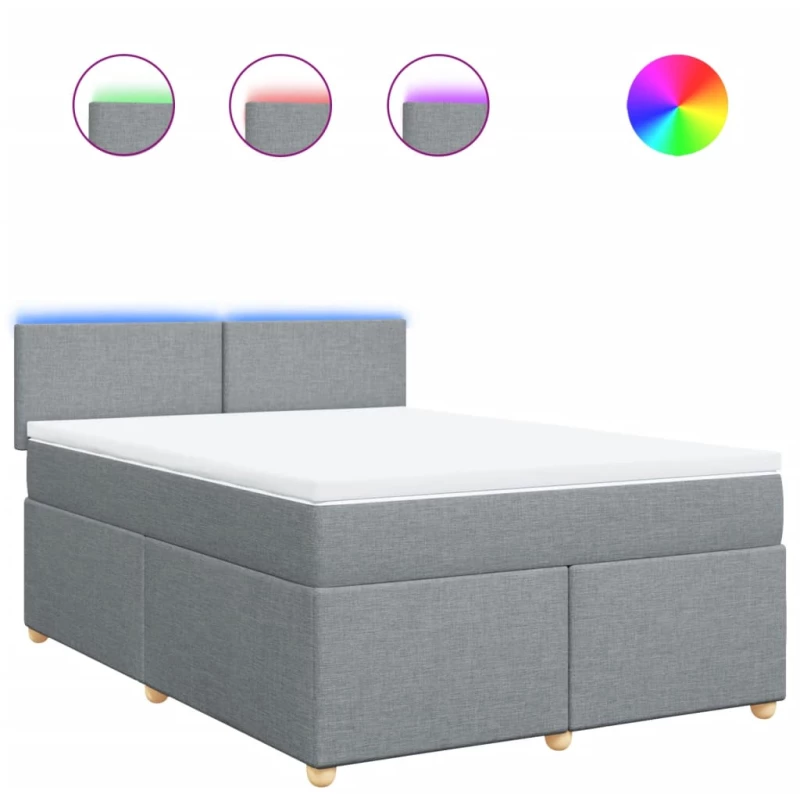 vidaXL Κρεβάτι Boxspring με Στρώμα Ανοιχτό Γκρι 140x200 εκ. Υφασμάτινο