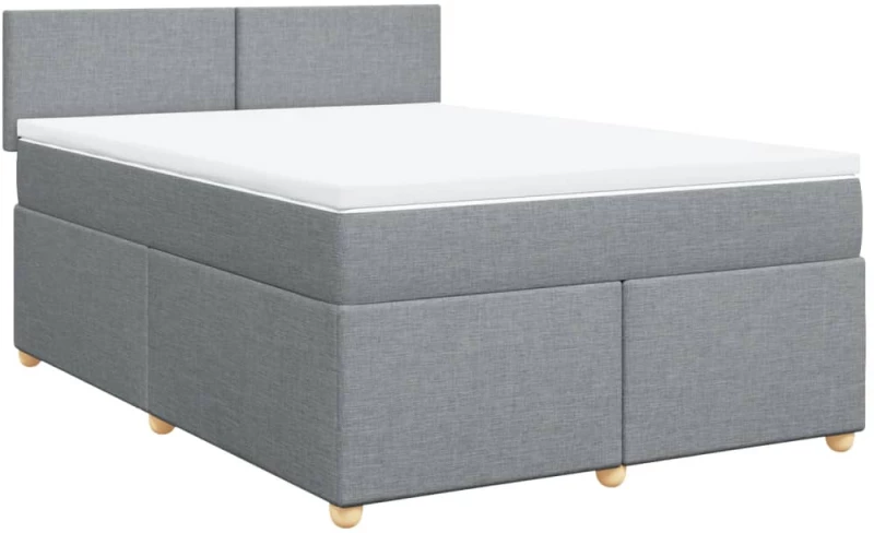 vidaXL Κρεβάτι Boxspring με Στρώμα Ανοιχτό Γκρι 140x200 εκ. Υφασμάτινο