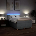 vidaXL Κρεβάτι Boxspring με Στρώμα Ανοιχτό Γκρι 140x200 εκ. Υφασμάτινο