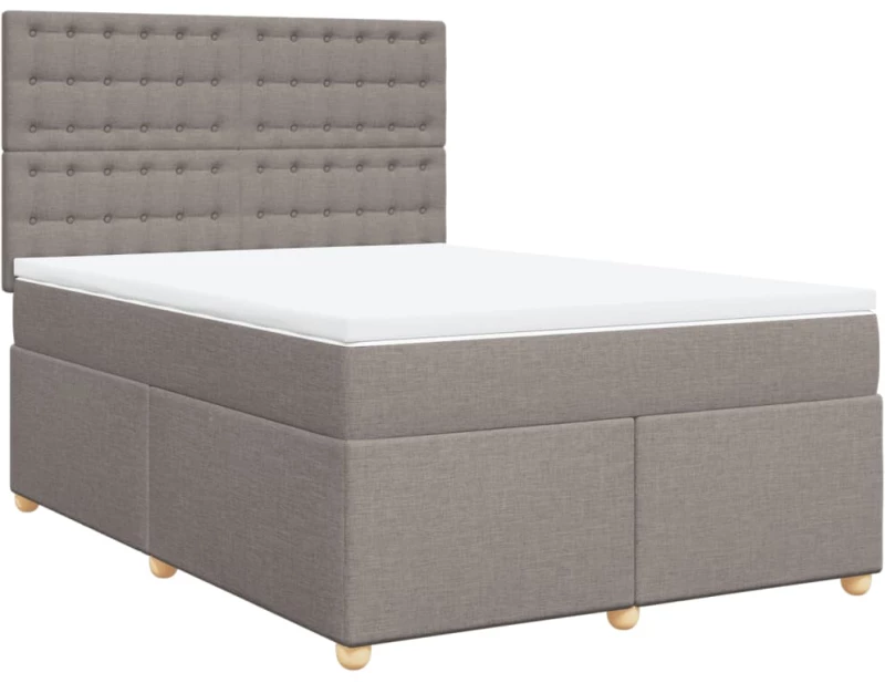 vidaXL Κρεβάτι Boxspring με Στρώμα Taupe 140x200 εκ. Υφασμάτινο