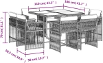 vidaXL Σετ Τραπεζαρίας Κήπου 9 τεμ. Γκρι Συνθ. Ρατάν με Μαξιλάρια
