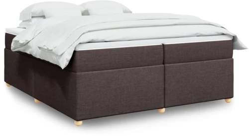vidaXL Κρεβάτι Boxspring με Στρώμα Σκούρο Καφέ 200x200 εκ. Υφασμάτινο
