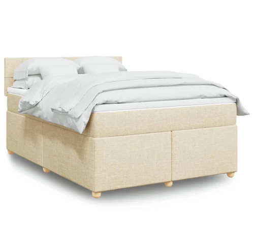 vidaXL Κρεβάτι Boxspring με Στρώμα Κρεμ 140x200 εκ. Υφασμάτινο