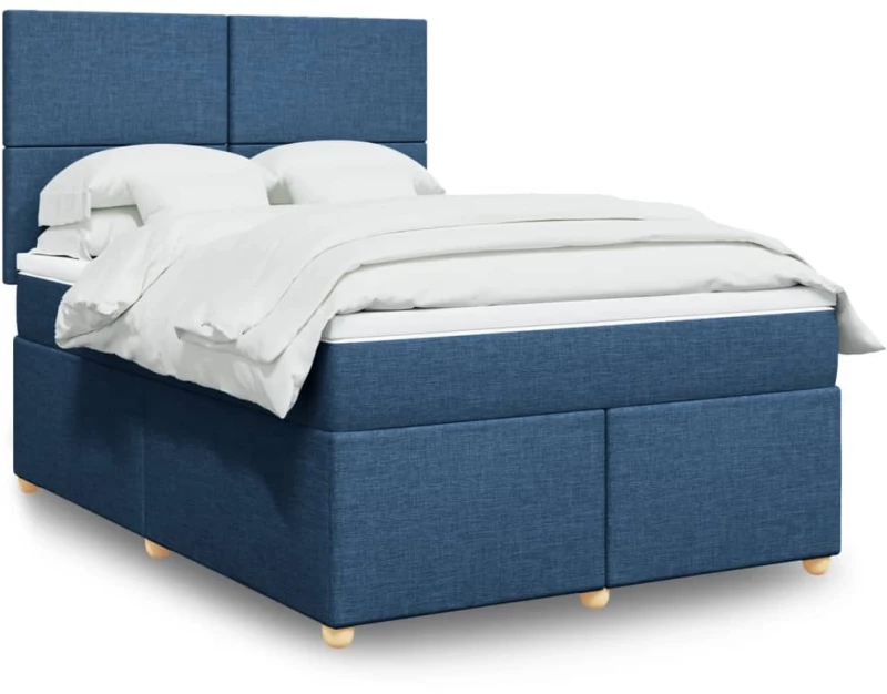 vidaXL Κρεβάτι Boxspring με Στρώμα Μπλε 160x200 εκ. Υφασμάτινο