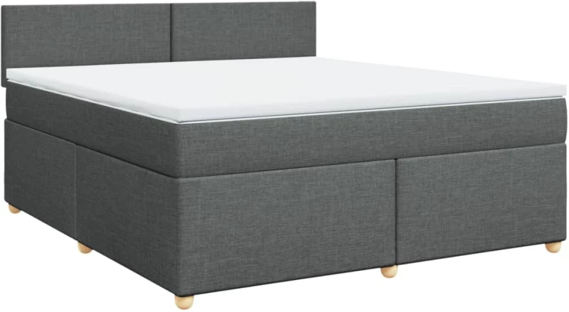 vidaXL Κρεβάτι Boxspring με Στρώμα Σκούρο Γκρι 180x200 εκ Υφασμάτιν