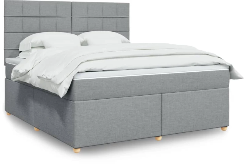 vidaXL Κρεβάτι Boxspring με Στρώμα Ανοιχτό Γκρι 180x200 εκ. Υφασμάτινο