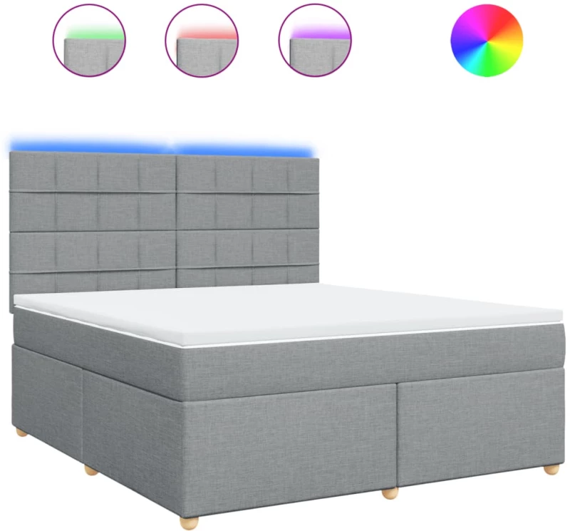 vidaXL Κρεβάτι Boxspring με Στρώμα Ανοιχτό Γκρι 180x200 εκ. Υφασμάτινο