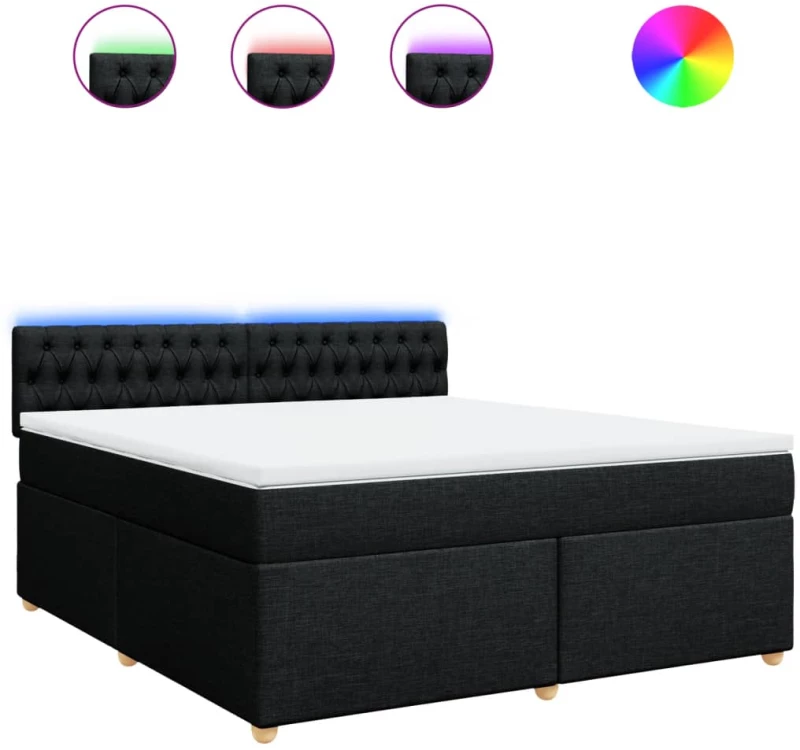 vidaXL Κρεβάτι Boxspring με Στρώμα Μαύρο 180x200 εκ. Υφασμάτινο