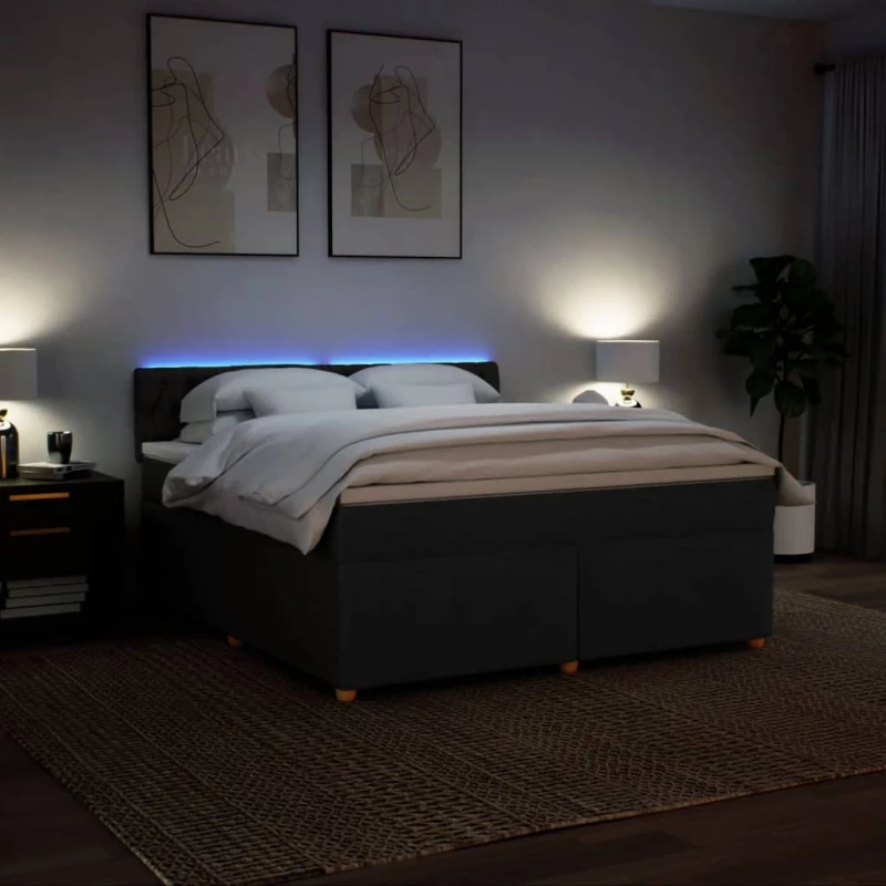 vidaXL Κρεβάτι Boxspring με Στρώμα Μαύρο 180x200 εκ. Υφασμάτινο