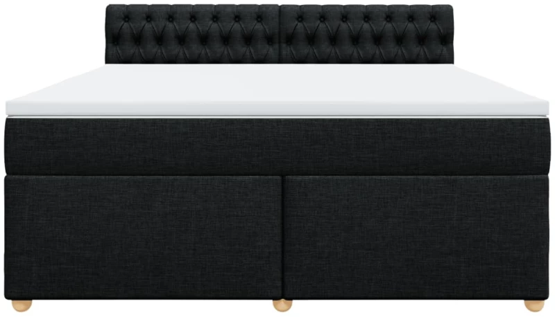 vidaXL Κρεβάτι Boxspring με Στρώμα Μαύρο 180x200 εκ. Υφασμάτινο