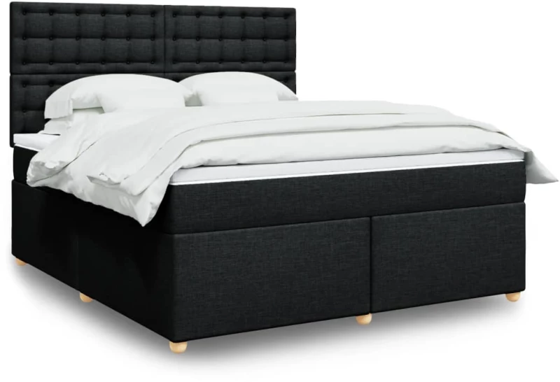 vidaXL Κρεβάτι Boxspring με Στρώμα Μαύρο 180x200 εκ. Υφασμάτινο