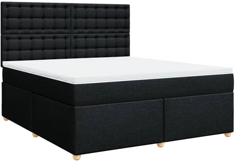 vidaXL Κρεβάτι Boxspring με Στρώμα Μαύρο 180x200 εκ. Υφασμάτινο