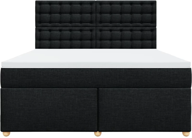 vidaXL Κρεβάτι Boxspring με Στρώμα Μαύρο 180x200 εκ. Υφασμάτινο