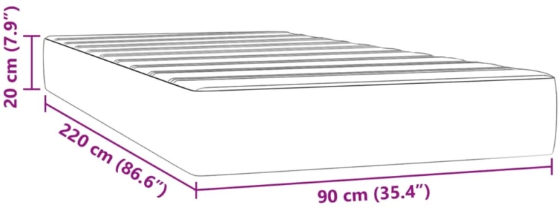 vidaXL Στρώμα με Pocket Springs Ροζ 90x220x20 εκ. Βελούδινο