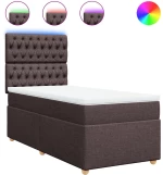 vidaXL Κρεβάτι Boxspring με Στρώμα Σκούρο Καφέ 90x200 εκ. Υφασμάτινο