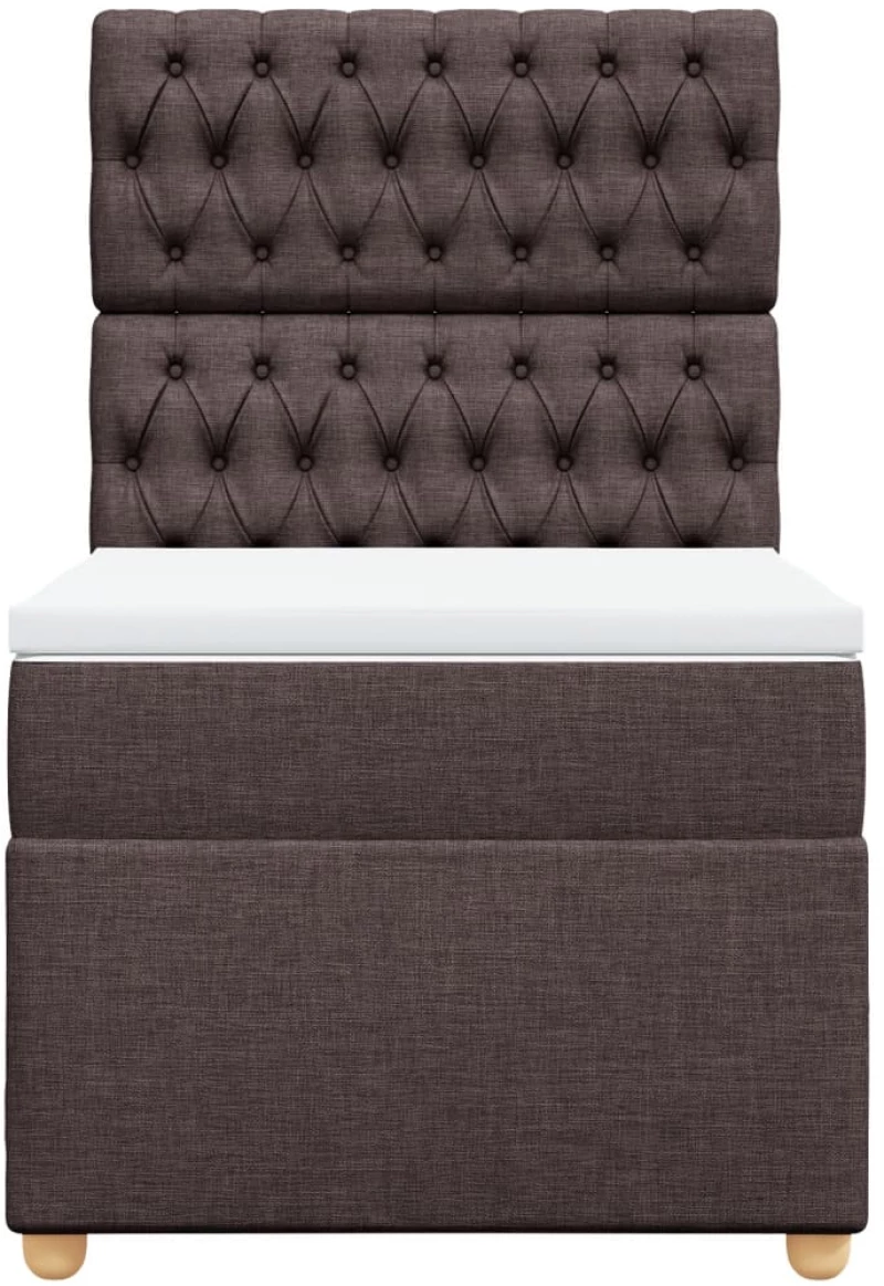 vidaXL Κρεβάτι Boxspring με Στρώμα Σκούρο Καφέ 90x200 εκ. Υφασμάτινο