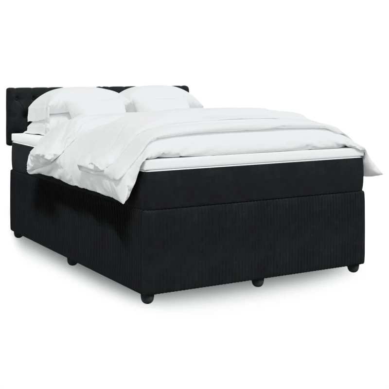 vidaXL Κρεβάτι Boxspring με Στρώμα Μαύρο 140x200 εκ. Βελούδινο