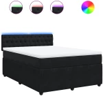 vidaXL Κρεβάτι Boxspring με Στρώμα Μαύρο 140x200 εκ. Βελούδινο