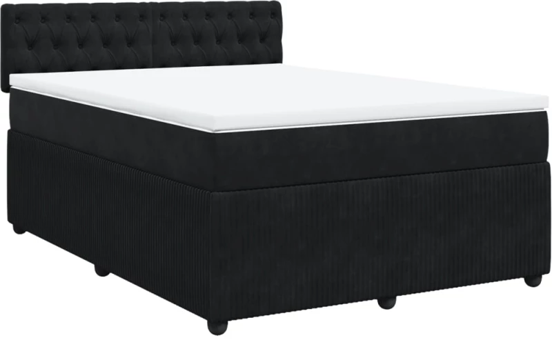 vidaXL Κρεβάτι Boxspring με Στρώμα Μαύρο 140x200 εκ. Βελούδινο