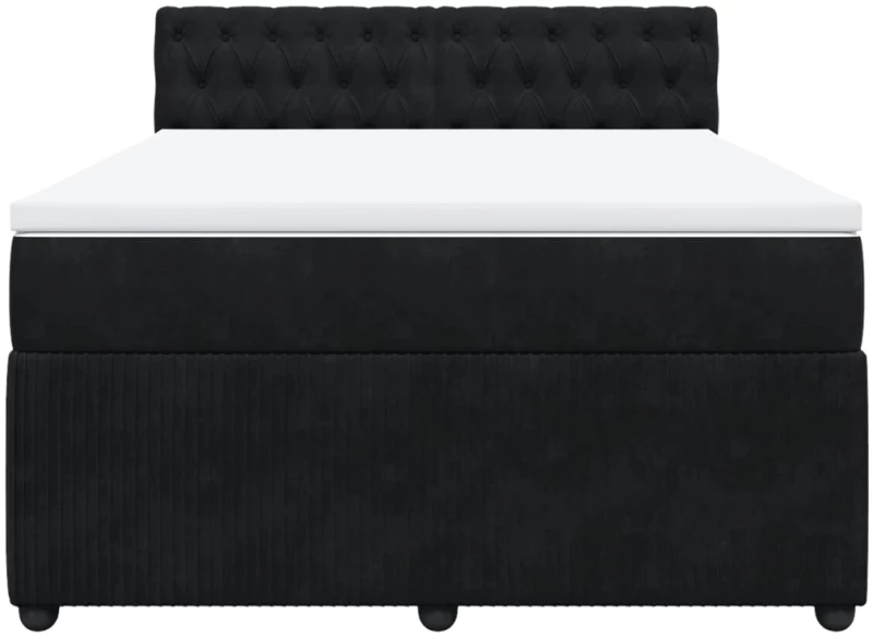 vidaXL Κρεβάτι Boxspring με Στρώμα Μαύρο 140x200 εκ. Βελούδινο