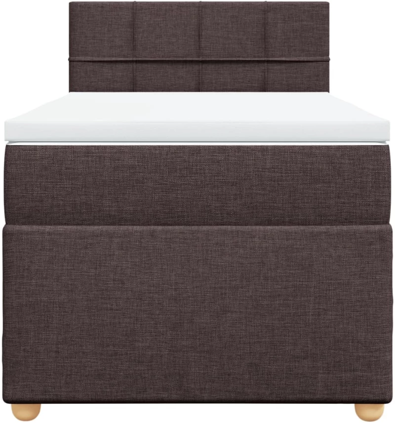 vidaXL Κρεβάτι Boxspring με Στρώμα Σκούρο Καφέ 90x200 εκ. Υφασμάτινο