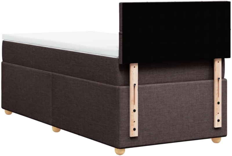 vidaXL Κρεβάτι Boxspring με Στρώμα Σκούρο Καφέ 90x200 εκ. Υφασμάτινο