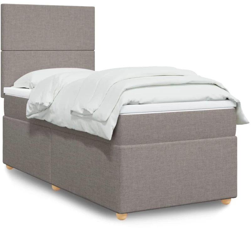 vidaXL Κρεβάτι Boxspring με Στρώμα Taupe 90x200 εκ. Υφασμάτινο