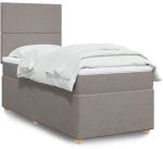 vidaXL Κρεβάτι Boxspring με Στρώμα Taupe 90x200 εκ. Υφασμάτινο