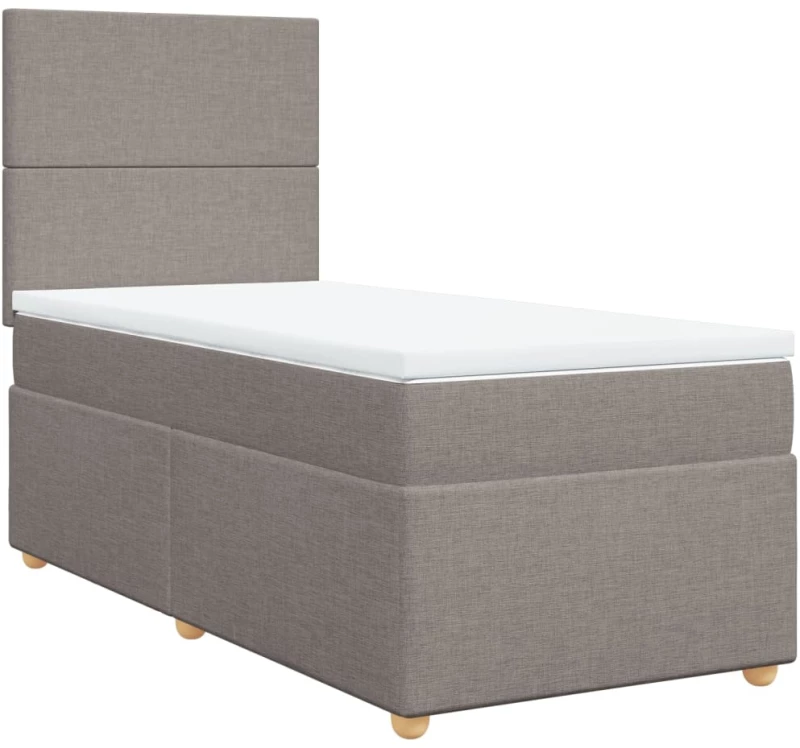 vidaXL Κρεβάτι Boxspring με Στρώμα Taupe 90x200 εκ. Υφασμάτινο