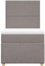 vidaXL Κρεβάτι Boxspring με Στρώμα Taupe 90x200 εκ. Υφασμάτινο