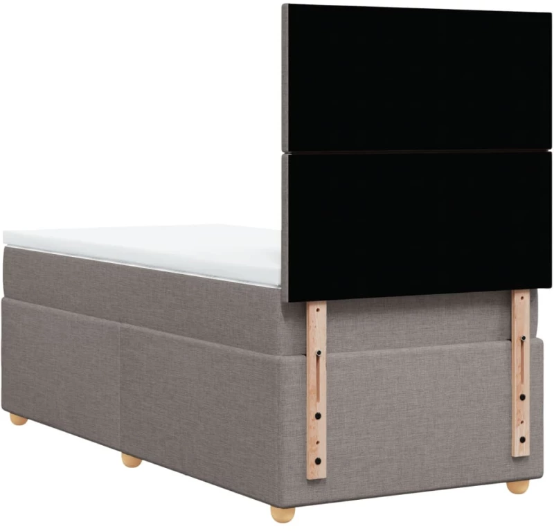 vidaXL Κρεβάτι Boxspring με Στρώμα Taupe 90x200 εκ. Υφασμάτινο