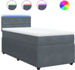 vidaXL Κρεβάτι Boxspring με Στρώμα Σκούρο Γκρι 90x190 εκ. Βελούδινο