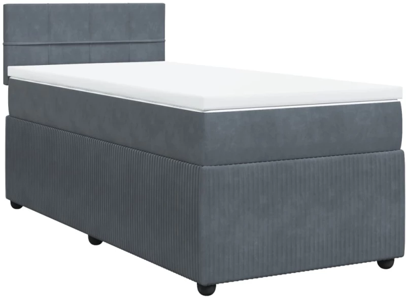 vidaXL Κρεβάτι Boxspring με Στρώμα Σκούρο Γκρι 90x190 εκ. Βελούδινο