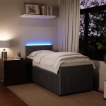 vidaXL Κρεβάτι Boxspring με Στρώμα Σκούρο Γκρι 90x190 εκ. Βελούδινο