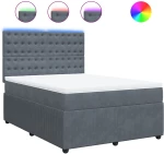 vidaXL Κρεβάτι Boxspring με Στρώμα Σκούρο Γκρι 140x200 εκ. Βελούδινο