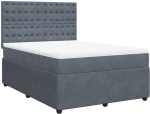 vidaXL Κρεβάτι Boxspring με Στρώμα Σκούρο Γκρι 140x200 εκ. Βελούδινο