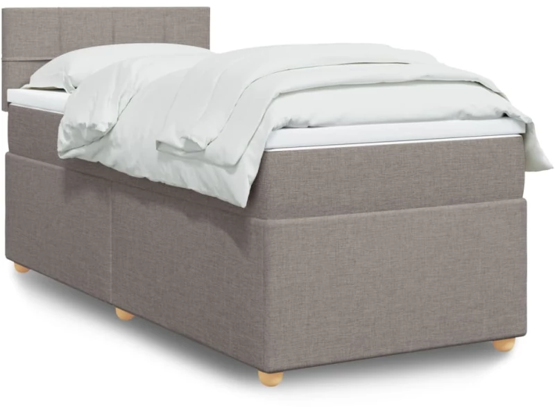 vidaXL Κρεβάτι Boxspring με Στρώμα Taupe 90x200 εκ. Υφασμάτινο