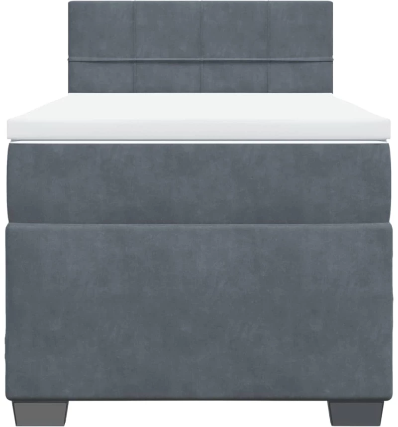 vidaXL Κρεβάτι Boxspring με Στρώμα Σκούρο Γκρι 90x200 εκ. Βελούδινο