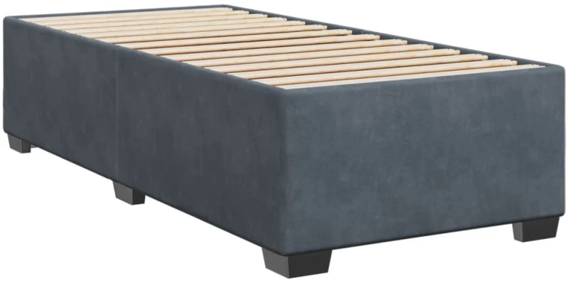 vidaXL Κρεβάτι Boxspring με Στρώμα Σκούρο Γκρι 90x200 εκ. Βελούδινο
