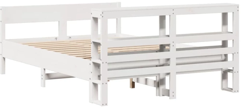 vidaXL Σκελετός Κρεβ. Χωρίς Στρώμα Λευκό 135x190 εκ Μασίφ Πεύκο