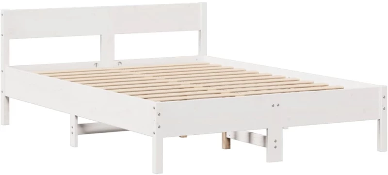 vidaXL Σκελετός Κρεβ. Χωρίς Στρώμα Λευκό 135x190 εκ Μασίφ Πεύκο