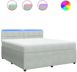 vidaXL Κρεβάτι Boxspring με Στρώμα Ανοιχτό Γκρι 180x200 εκ. Βελούδινο
