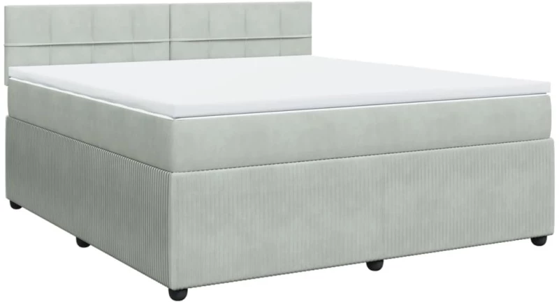 vidaXL Κρεβάτι Boxspring με Στρώμα Ανοιχτό Γκρι 180x200 εκ. Βελούδινο