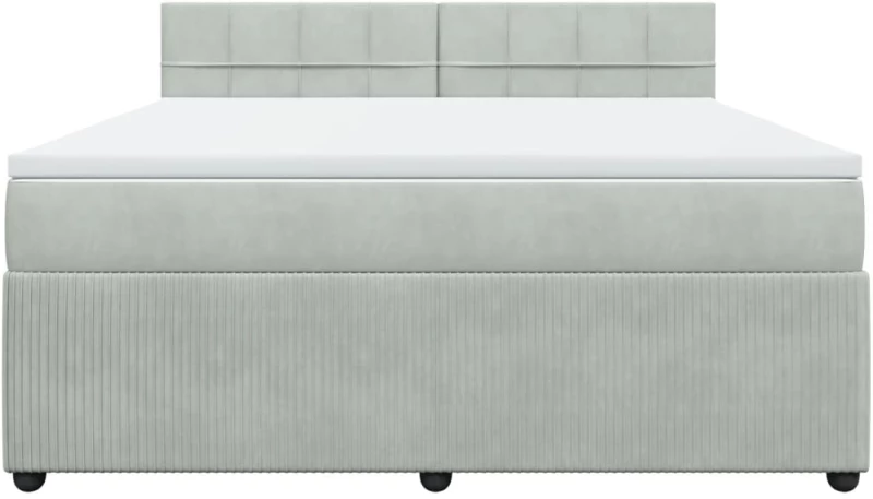 vidaXL Κρεβάτι Boxspring με Στρώμα Ανοιχτό Γκρι 180x200 εκ. Βελούδινο