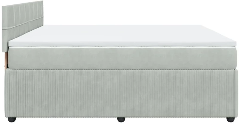 vidaXL Κρεβάτι Boxspring με Στρώμα Ανοιχτό Γκρι 180x200 εκ. Βελούδινο