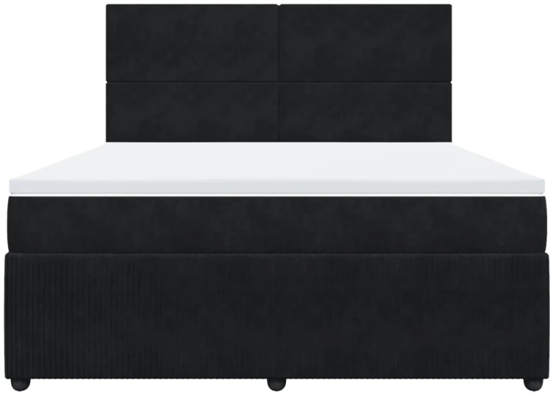 vidaXL Κρεβάτι Boxspring με Στρώμα Μαύρο 180x200 εκ. Βελούδινο