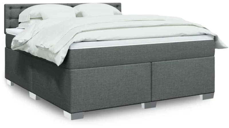 vidaXL Κρεβάτι Boxspring με Στρώμα Σκούρο Γκρι 180x200 εκ Υφασμάτιν