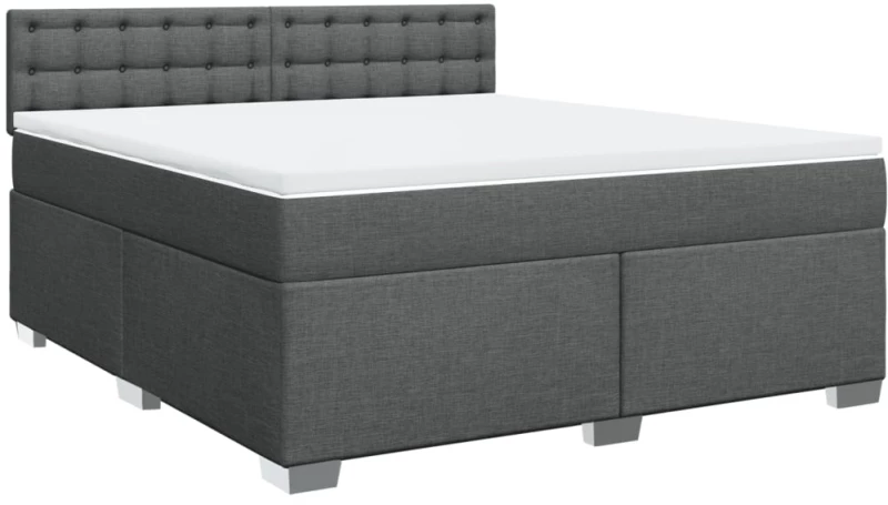vidaXL Κρεβάτι Boxspring με Στρώμα Σκούρο Γκρι 180x200 εκ Υφασμάτιν
